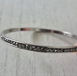 Coach Bangle Bracelet - Silver With Rhinestones